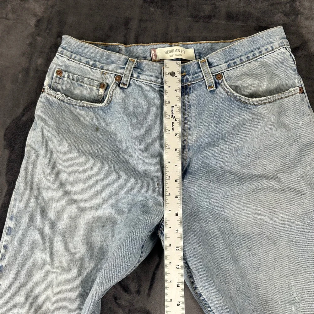 Levi's 505 Regular Fit Jeans Mens W34 L32 Light Wash Denim Straight Leg